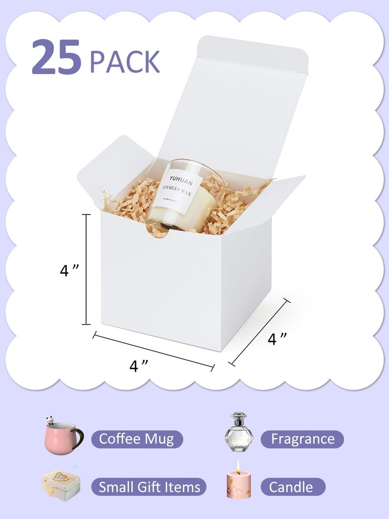 Eupako Gift Boxes 4x4x4 25 Pack White Kraft Paper Box with Lids Party Favor Boxes for Bridesmaids Proposal, Crafting, Cupcake, Wedding, Christmas - Image 3